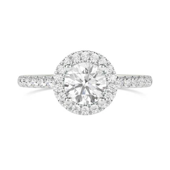 Round Diamond Single Halo Shoulder Set Ring