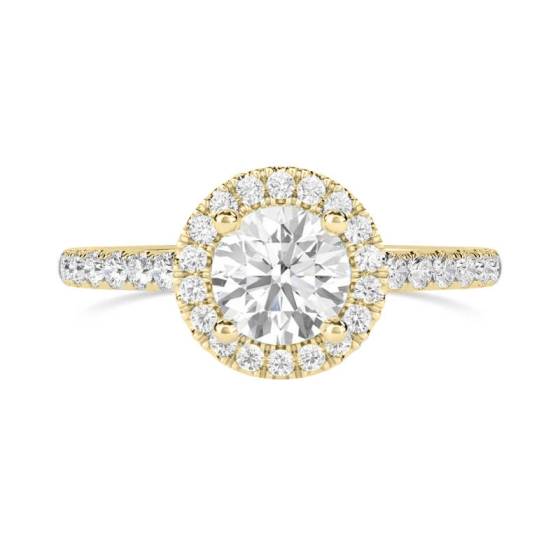 Round Diamond Single Halo Shoulder Set Ring