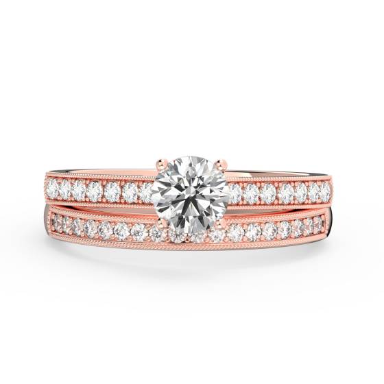 Round Diamond Shoulder Set Bridal Set