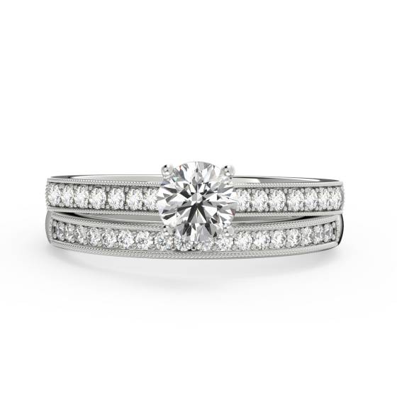 Round Diamond Shoulder Set Bridal Set