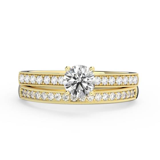 Round Diamond Shoulder Set Bridal Set