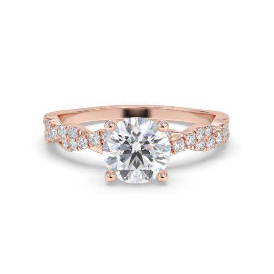 Infinity Twist Round Diamond Vintage Engagement Ring
