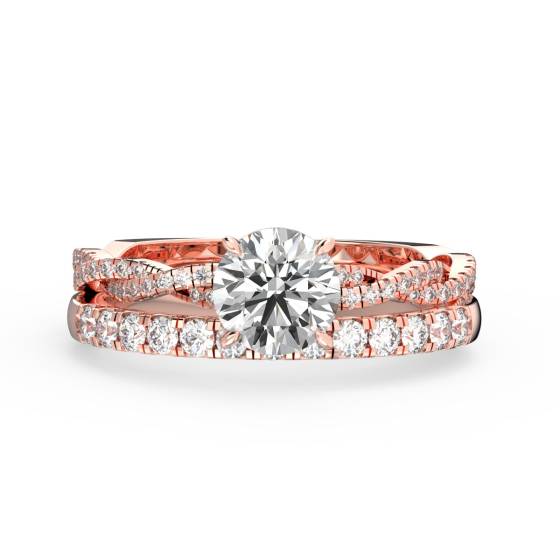 Round Diamond Shoulder Set Bridal Set