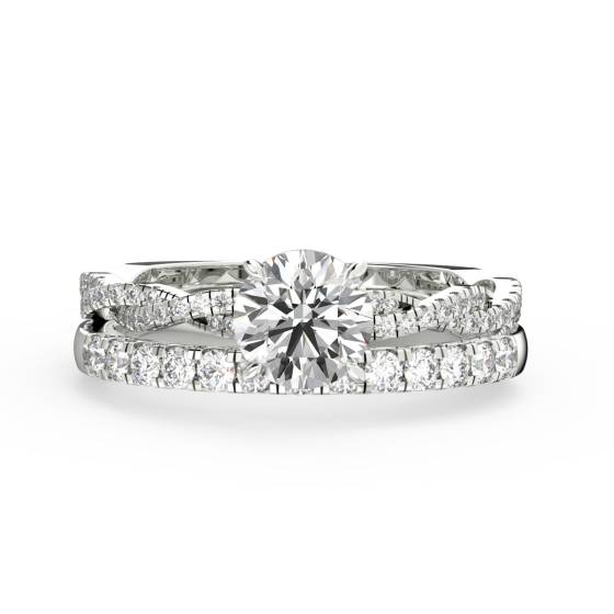 Round Diamond Shoulder Set Bridal Set
