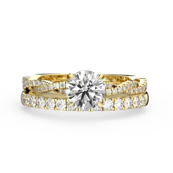 Round Diamond Shoulder Set Bridal Set