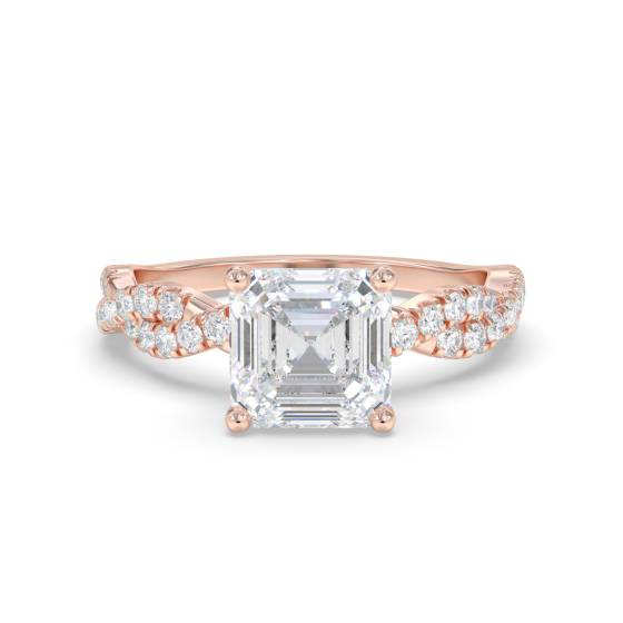 Infinity Twist Asscher Diamond Vintage Engagement Ring