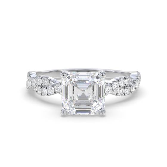 Infinity Twist Asscher Diamond Vintage Engagement Ring