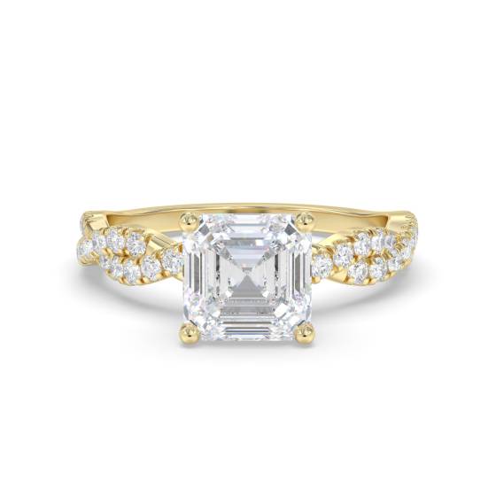 Infinity Twist Asscher Diamond Vintage Engagement Ring