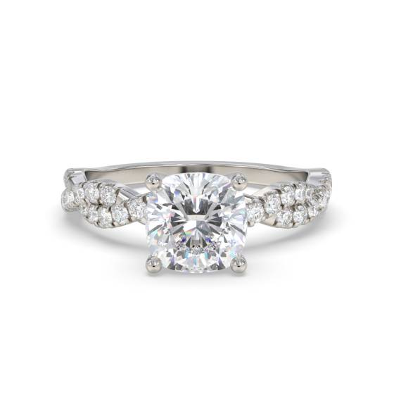 Infinity Twist Cushion Diamond Vintage Engagement Ring