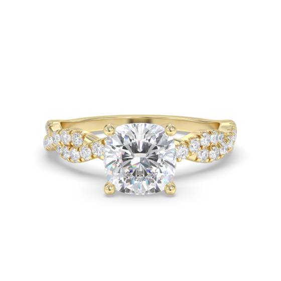 Infinity Twist Cushion Diamond Vintage Engagement Ring