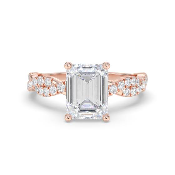 Infinity Twist Emerald Diamond Vintage Engagement Ring
