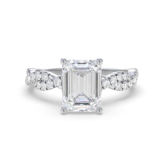 Infinity Twist Emerald Diamond Vintage Engagement Ring