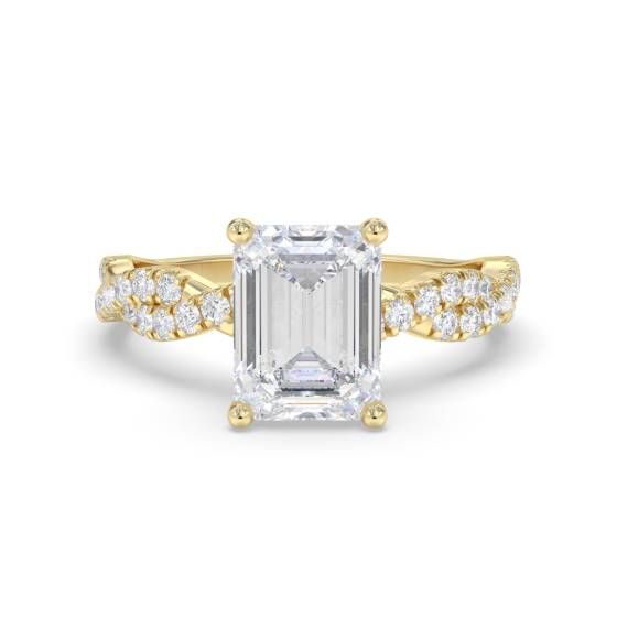 Infinity Twist Emerald Diamond Vintage Engagement Ring