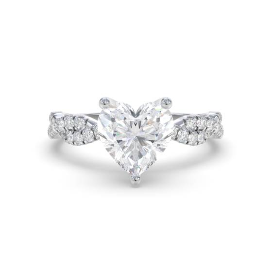 Infinity Twist Heart Diamond Vintage Engagement Ring