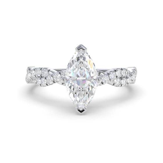Infinity Twist Marquise Diamond Vintage Engagement Ring