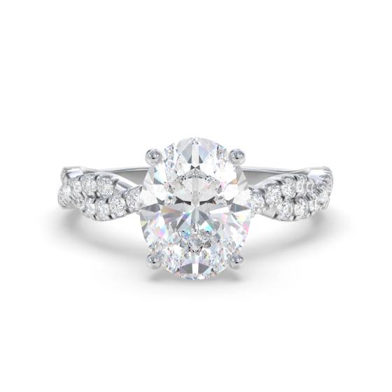 Infinity Twist Oval Diamond Vintage Engagement Ring
