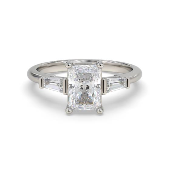 Elegant Radiant and Baguette Diamond Trilogy Ring