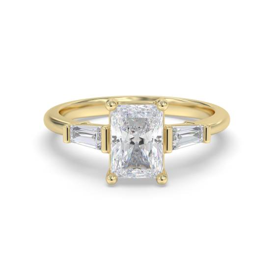 Elegant Radiant and Baguette Diamond Trilogy Ring