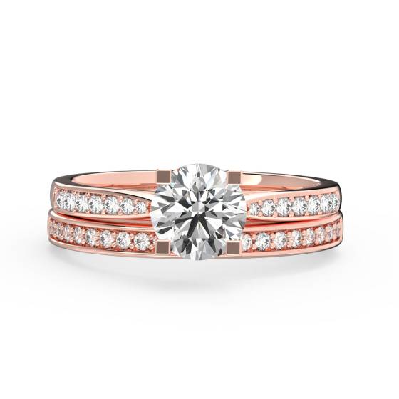 Round Diamond Shoulder Set Bridal Set