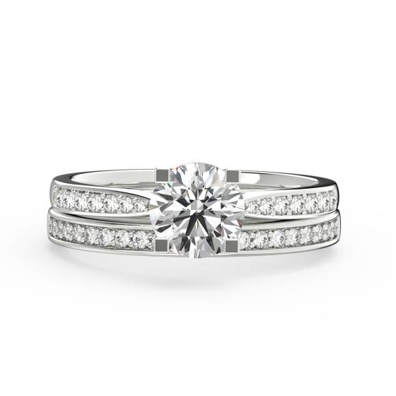 Round Diamond Shoulder Set Bridal Set