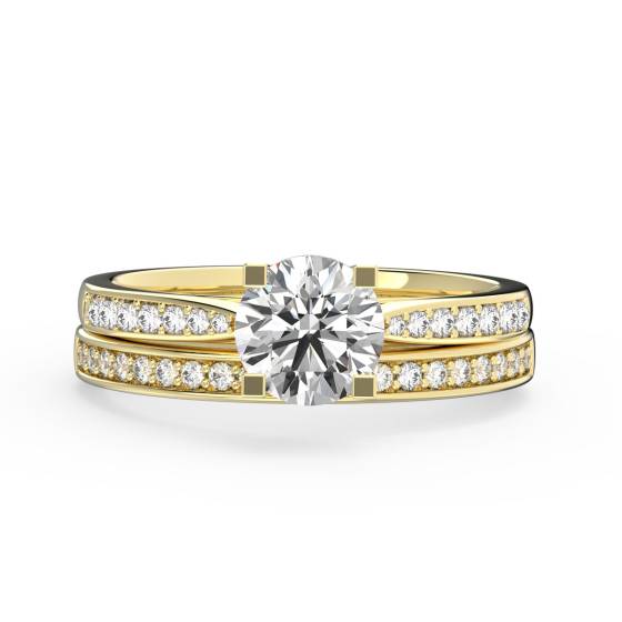 Round Diamond Shoulder Set Bridal Set