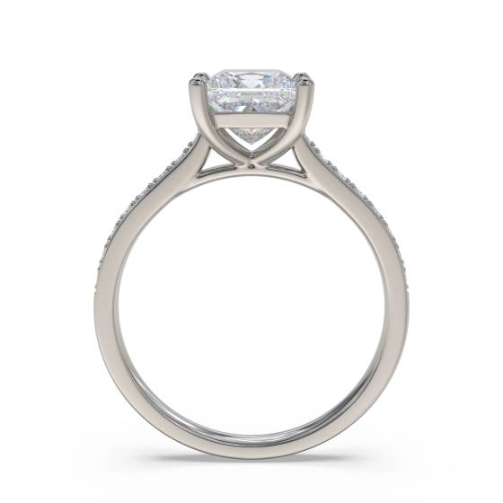 1.15ct SI2/F Princess Natural Diamond Shoulder Set Engagement Ring