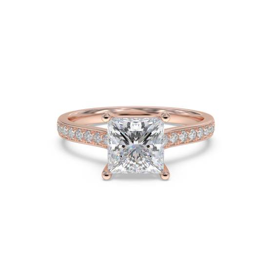 Princess Diamond Shoulder Set Ring