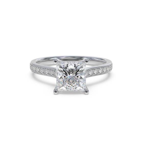 Princess Diamond Shoulder Set Ring