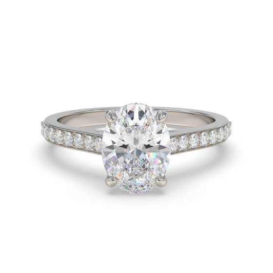 Oval Diamond Shoulder Set Ring