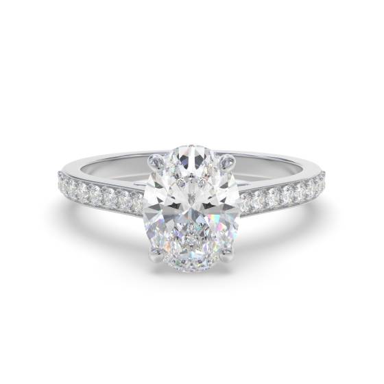 Oval Diamond Shoulder Set Ring