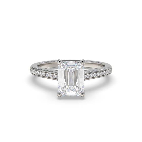 Emerald Diamond Shoulder Set Ring