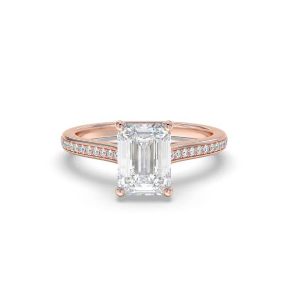 Emerald Diamond Shoulder Set Ring