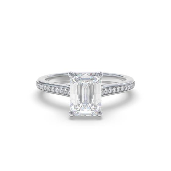 Emerald Diamond Shoulder Set Ring