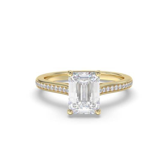Emerald Diamond Shoulder Set Ring