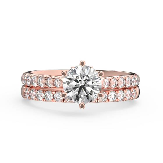 Round Diamond Shoulder Set Bridal Set