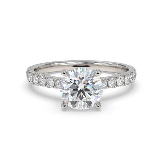 0.90ct SI2/G Shoulder Set Natural Diamond Engagement Ring in Platinum