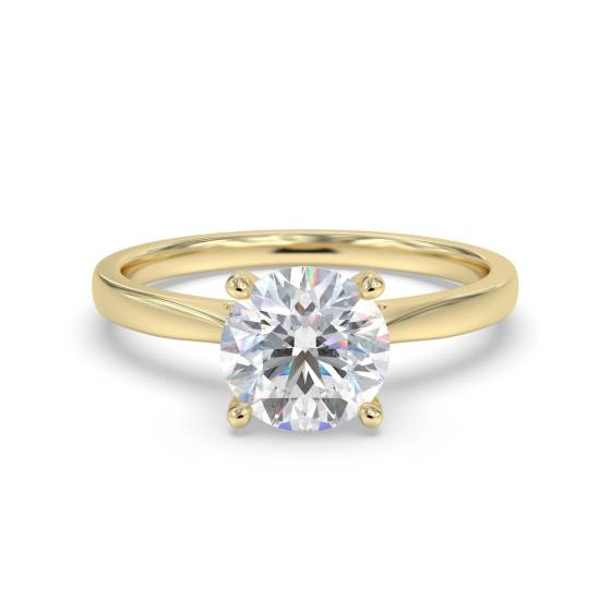 2.05ct VVS2/E Lab Grown Round Cut Diamond Solitaire Ring in 18k Yellow Gold