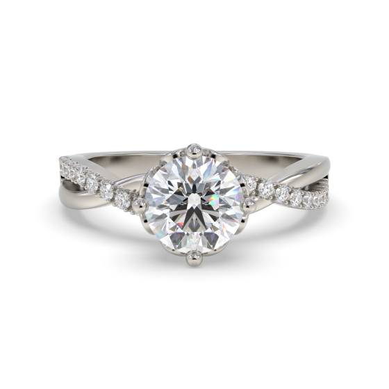 Infinity Twist Round Diamond Engagement Ring