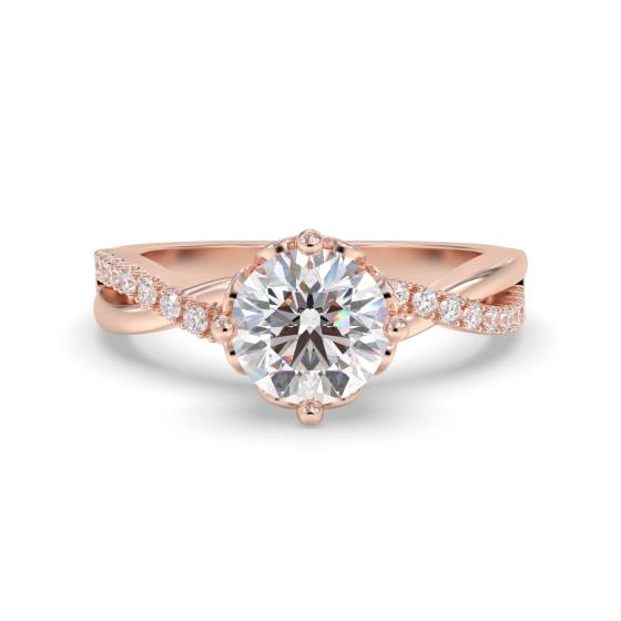 Infinity Twist Round Diamond Engagement Ring