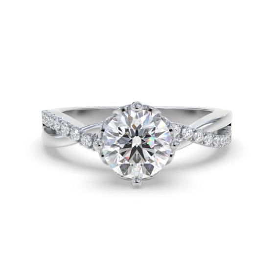 Infinity Twist Round Diamond Engagement Ring