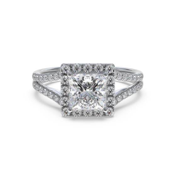 Princess Diamond Single Halo Ring