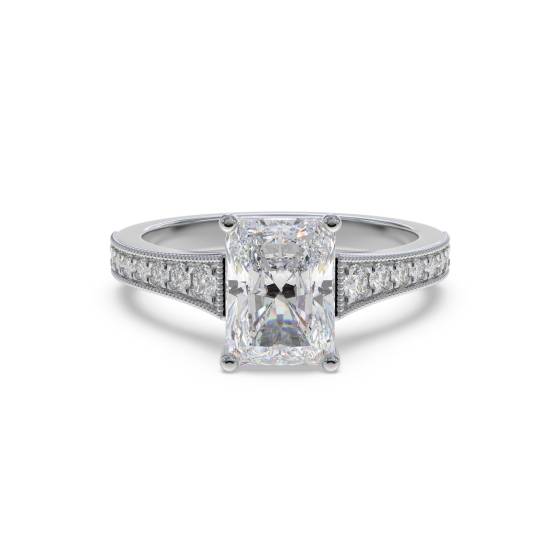 Radiant Diamond Shoulder Set Ring