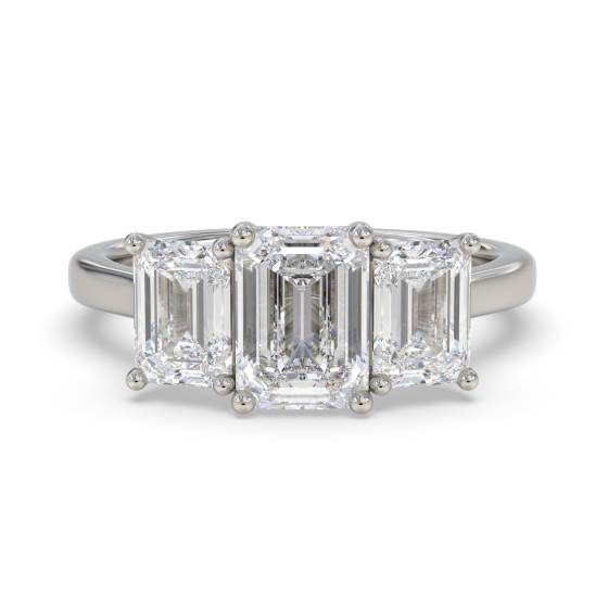 DHRX7055 Graduated Emerald Diamond Trilogy Ring