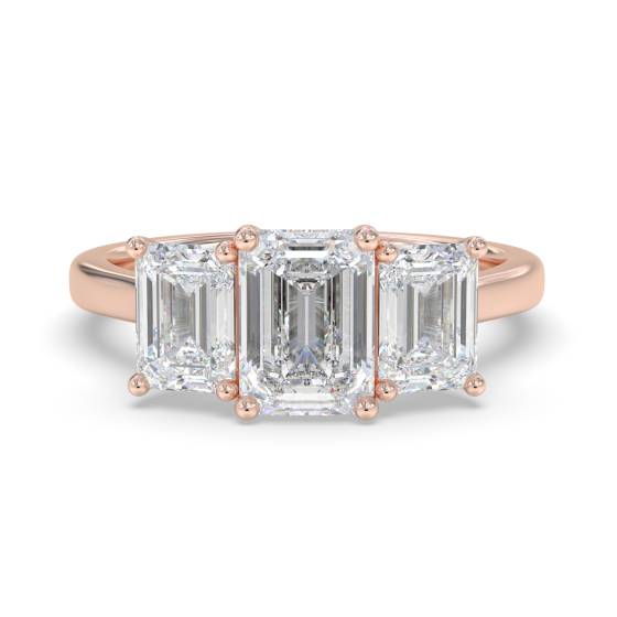 DHRX7055 Graduated Emerald Diamond Trilogy Ring