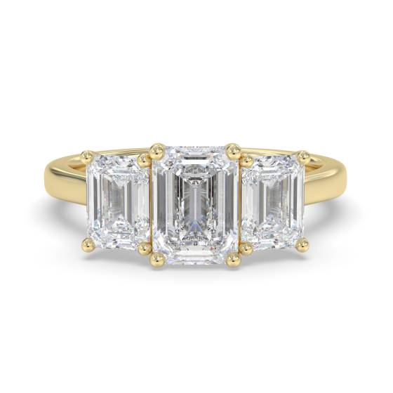 DHRX7055 Graduated Emerald Diamond Trilogy Ring