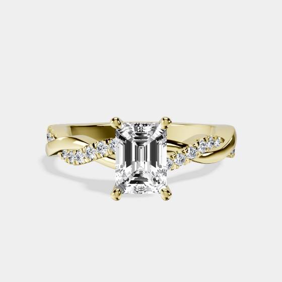 Infinity Twist Emerald Diamond Engagement Ring