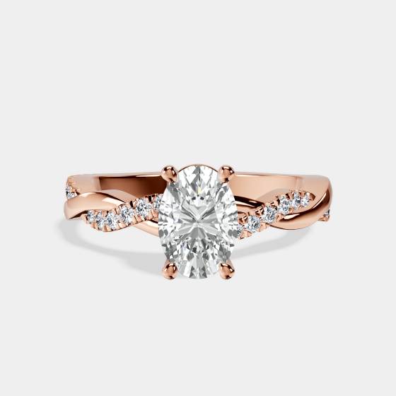 Infinity Twist Oval Diamond Engagement Ring