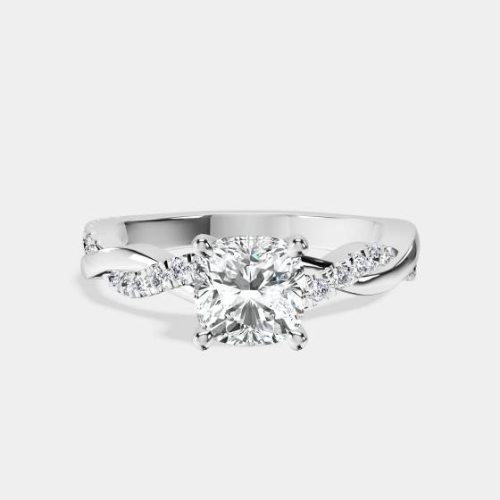 Infinity Twist Cushion Diamond Engagement Ring