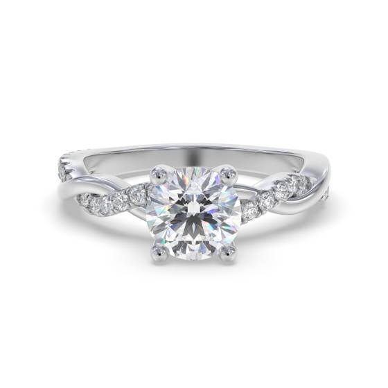 Infinity Twist Round Diamond Engagement Ring