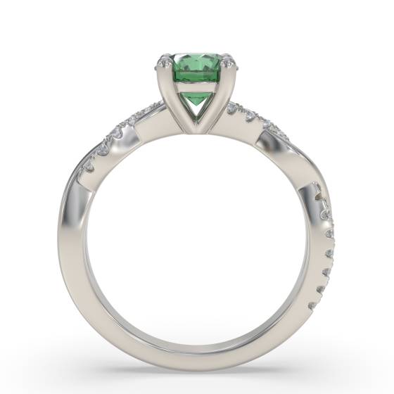 Round Emerald and Diamond Ring